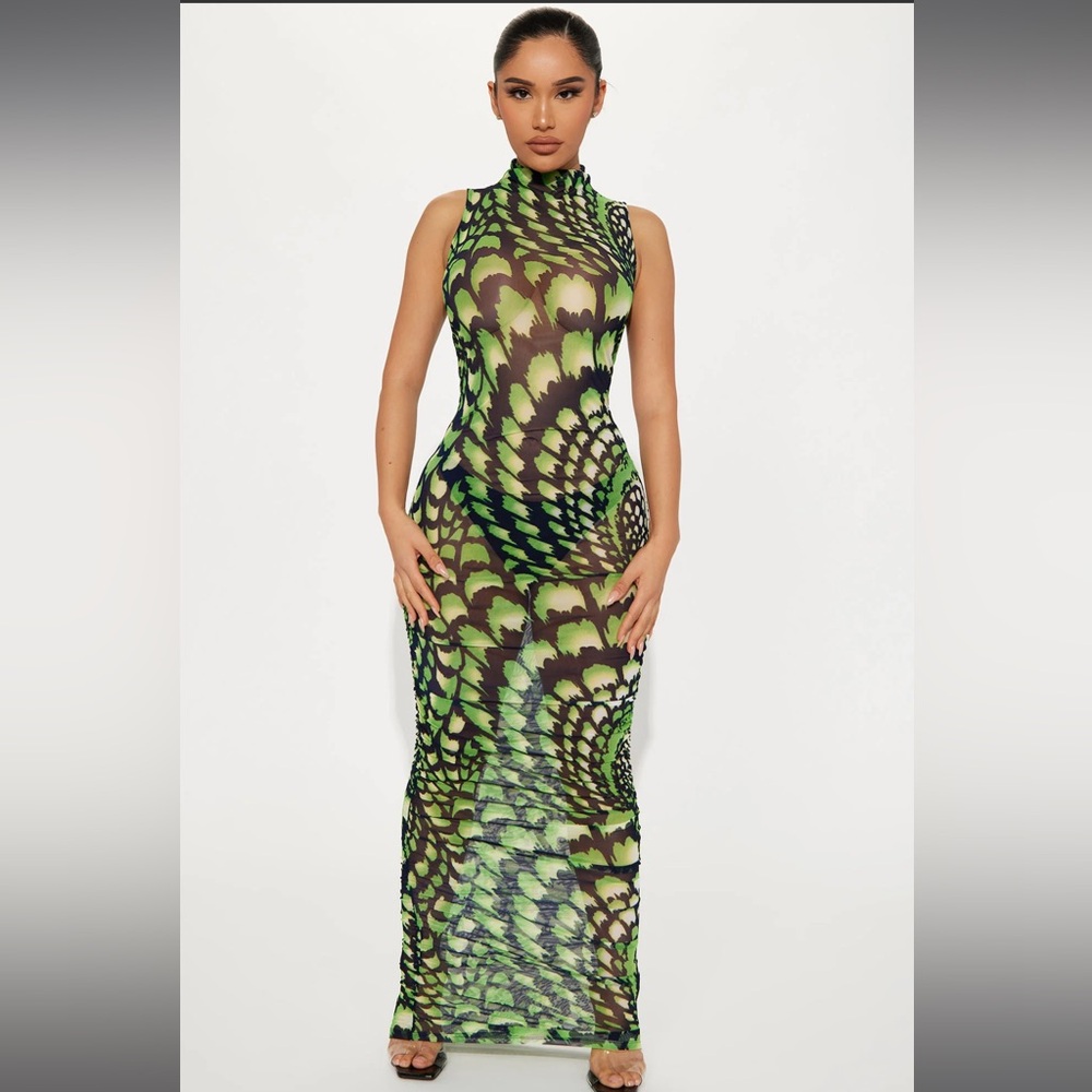 Halle Maxi Dress - Green/combo